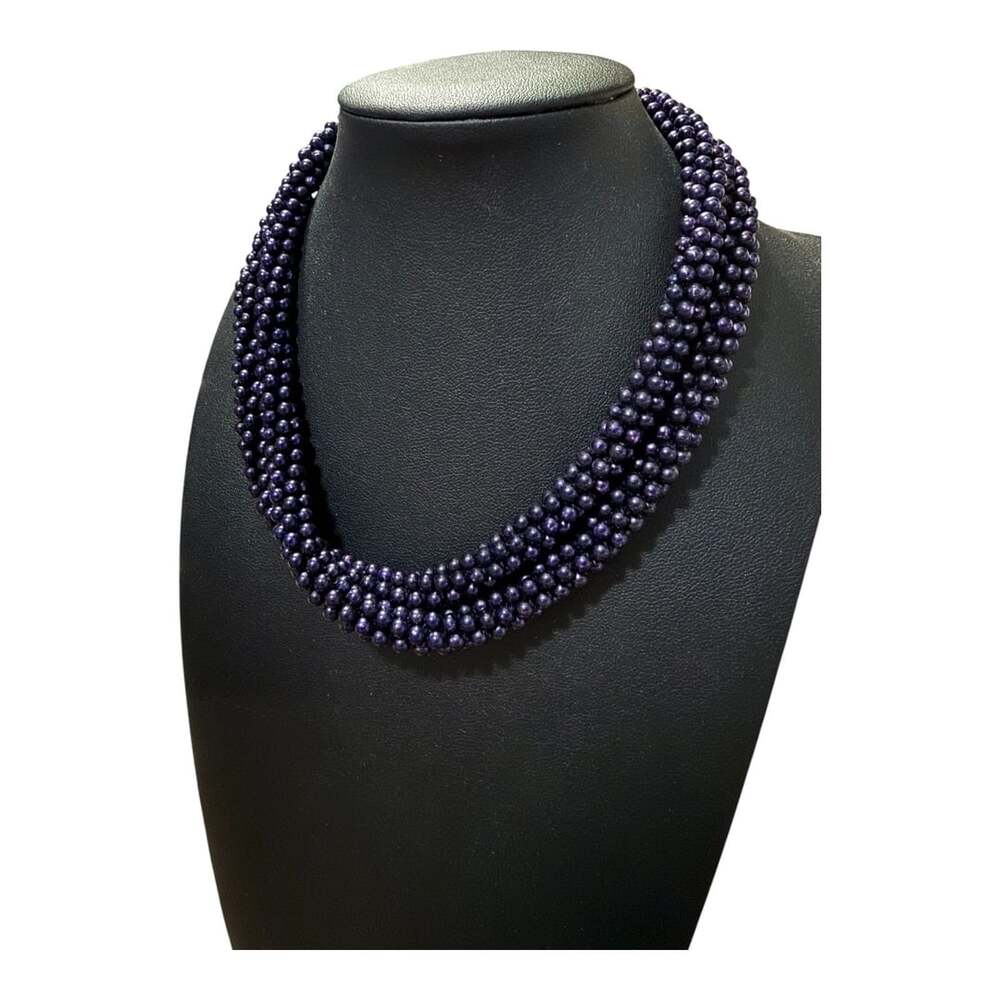 Peacock Freshwater Pearl Woven Beaded 29” Necklace, 32 Grams - Picture 3 of 3